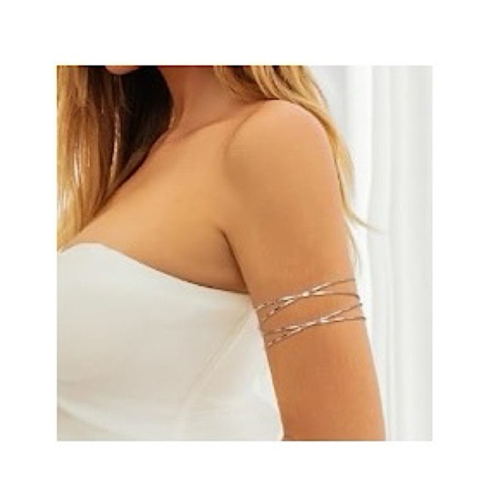 Womenβs Silver Adjustable Upper Arm Cuff or Wrist Bracelet Double Twisted